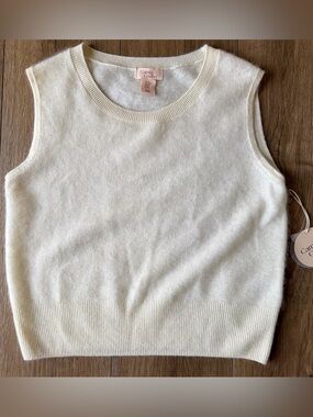 Camila Coelho Cream Cashmere & Wool Crewneck Sweater